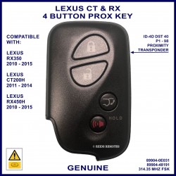 Lexus RX450H genuine 89904-48191 or 89904-0E031 proximity remote key