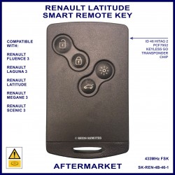 Renault Latitude 2011 - 2015 4 button keyless start keycard