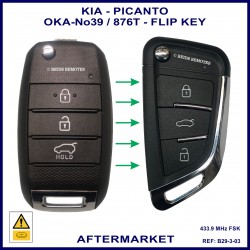 Kia Picanto 2017 - 2023  aftermarket 3 button flip key to match 95430-G6600