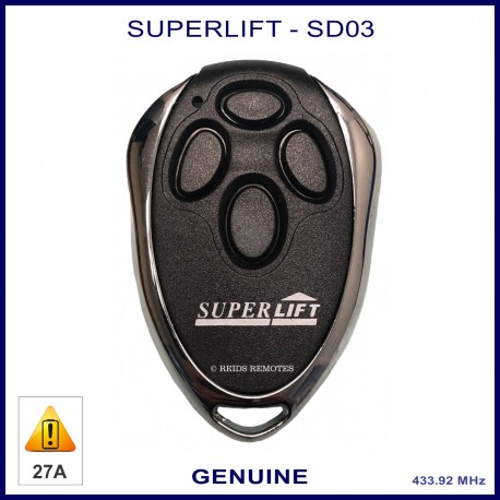 Superlift SDO-3 - black & chrome garage remote with 4 black buttons