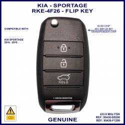 Kia Sportage 2016 - 2019  genuine 3 button flip key 95430-D9200