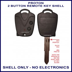Proton 2 button remote key shell with Silca RO1 key blade profile