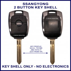 Ssangyong 2 button chrome and black remote key shell replacement with key blade