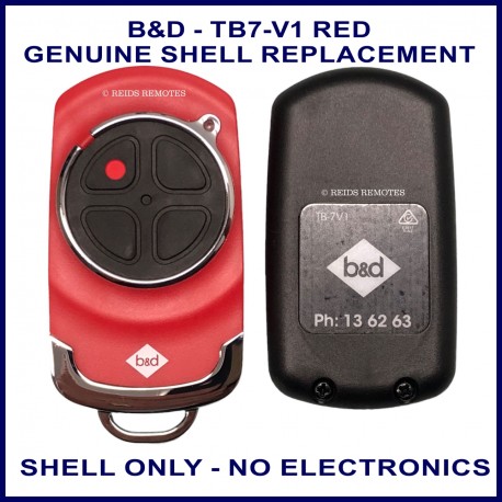 B&D TB7 V1 4 black button red garage remote replacement shell ONLY