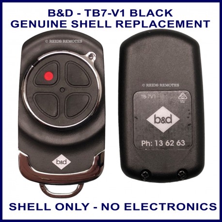 B&D TB7 V1 4 black button black garage remote replacement shell ONLY
