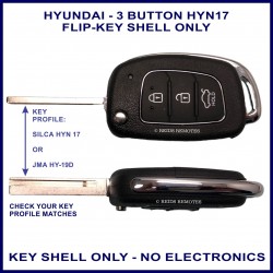Hyundai 3 button flip key shell only HYN17 milled key blade - NO ELECTRONICS