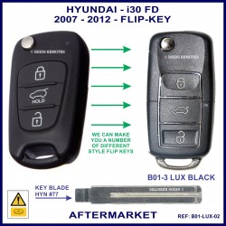 Image shows the aftermarket B01-LUX flip key on the right and an original I30 FD key on the left