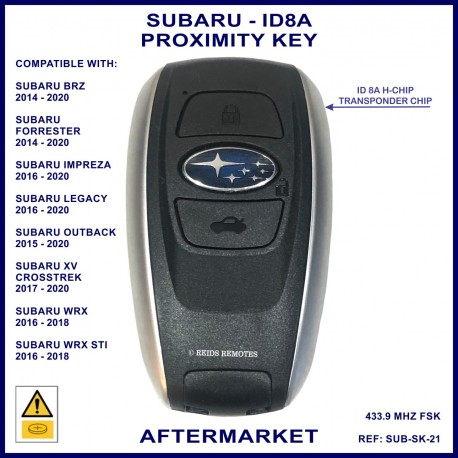 Subaru BRZ Forrester Impreza Legacy Outback XV Crosstrek WRX - Denso 14AHK - 3 button smart key