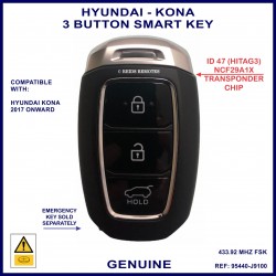 Hyundai Kona 2017 onward genuine 3 button proximity key 95440-J9100