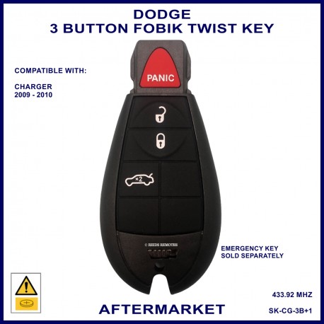 Dodge Charger 3 button fobik remote twist key