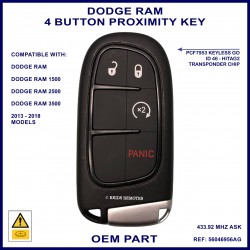 Dodge RAM 2013 - 2018 OEM 56046956AG 4 button proximity key