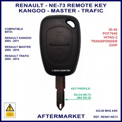 Renault Kangoo - Master - Trafic 2 Button Remote Key - NE73