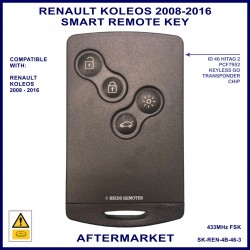 Renault Koleos 2008-2016 4 button smart card key - NSN14 Emergency Blade