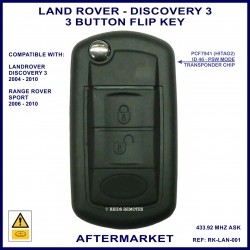 Land Rover Discovery 3 2004 - 2010 - 3 button flip key 433 MHz id46