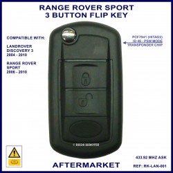 Range Rover Sport 2006 - 2010 - 3 button flip key 433 MHz ID46