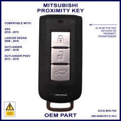 Mitsubishi ASX - Lancer - Outlander PHEV 3 button OEM smart proximity remote key