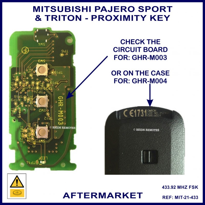 Mitsubishi Pajero Sport & Triton 2 button 8637B638 smart proximity key