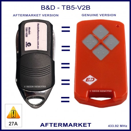 B&D TB5 V2  aftermarket replacement garage remote with 4 buttons