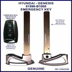 Hyundai Genesis emergency key blade 81996-B1000 for smart remote proximity key