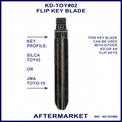 JMA TOYO-15 or Silca TOY43 compatible KD-flip key blade marked 02