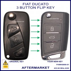 Fiat Ducato van 2006-2012 3 button aftermarket flip-key
