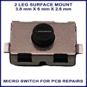 Mercedes & Renault compatible 2 leg surface mount tactile micro-switch 3.8mm X 6mm X 2.6mm