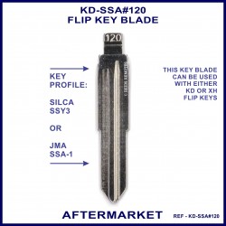 Ssangyong compatible flip key blade matching JMA SSA-1 or Silca SSY3 profile
