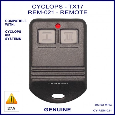 Cyclops TX-17 (2240) 2 grey button black car alarm remote REM-021