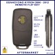 Image shows the back of this Ssangyong Kyron 2006 - 2012 flip key which has a 14mm recess for a logo sticker