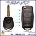 Ssangyong Actyon 2007 - 2011 3 button aftermarket flip key