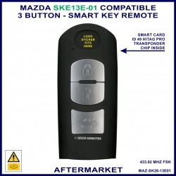 Mazda 2, 3, 6, CX3, CX5 & CX9 - 3 button compatible smart key remote