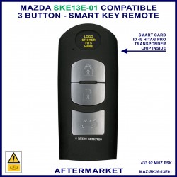Mazda 2, 3, 6, CX3, CX5 & CX9 - 3 button compatible smart key remote