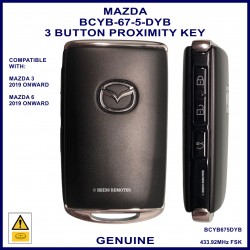 Mazda 3 & 6 2019 onward genuine 3 button proximity key BCYB-67-5-DY B