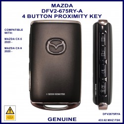Mazda CX5 & CX9 genuine DFV2-675RY-A 4 button proximity key DCAA02R
