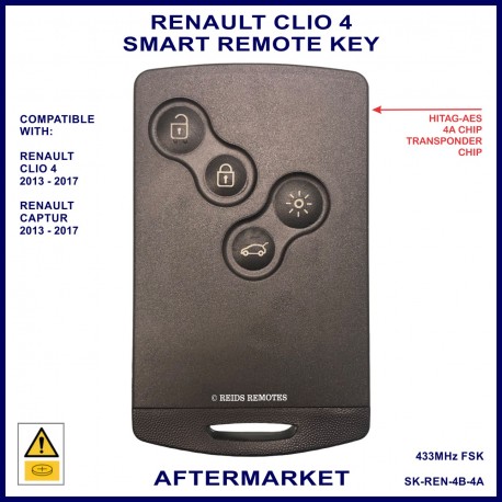 Renault Clio 4 2012 - 2019 4 button keyless start keycard aftermarket