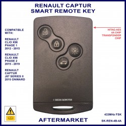 Renault Captur 2015 onward 4 button keyless start keycard aftermarket