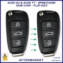 Audi 8P0837220D for Audi A3 TT 3 button ID48 434MHz keyed ignition remote flip key