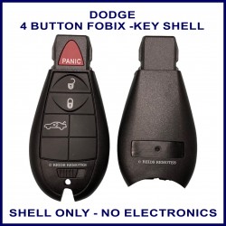 Dodge OEM style 4 button plus panic button fobik key replacement shell