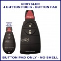 Chrysler, Dodge & Jeep 3 button plus panic button rubber button pad for fobik key