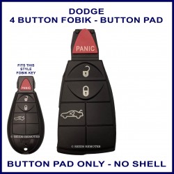 Dodge, Chrysler & Jeep 3 button plus panic button rubber button pad for fobik key