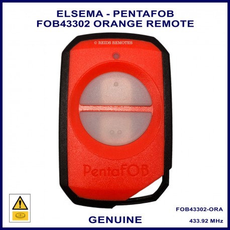 Elsema PentaFOB43302 433mhz Orange remote control with 2 white buttons