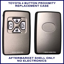 Toyota 4 button Japanese import silver smart key case replacement