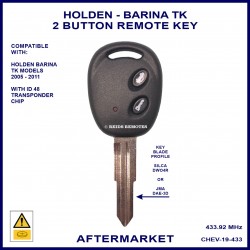 Holden Barina TK 2005 - 2011 compatible remote car key with ID48 transponder