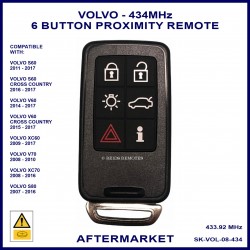 Volvo S60 V60 XC60 V70 XC70 & S80 6 button 434MHz proximity remote key 5WK49224