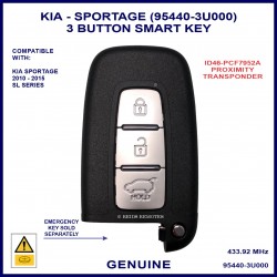 Kia Sportage SL 2010 - 2015 genuine 95440-3U000 3 button smart proximity remote key