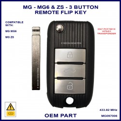 MG M6 & ZS push button start OEM ID47 remote flip key 434 MHz