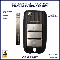 MG M6 & ZS push button start OEM ID47 flip proximity key 434 MHz