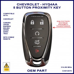Chevrolet Camaro US import 5 button HYQ4AA smart proximity key NCF29AxE chip 315MHz