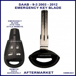 SAAB 9-3 2003-2013 emergency key blade to fit remote fob key 12783781