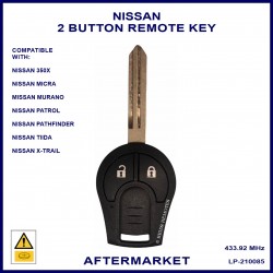 Nissan 350Z, Micra Murano Patrol Pathfinder Tiida & X-Trail 2 button 434 MHz remote key ID46 chip